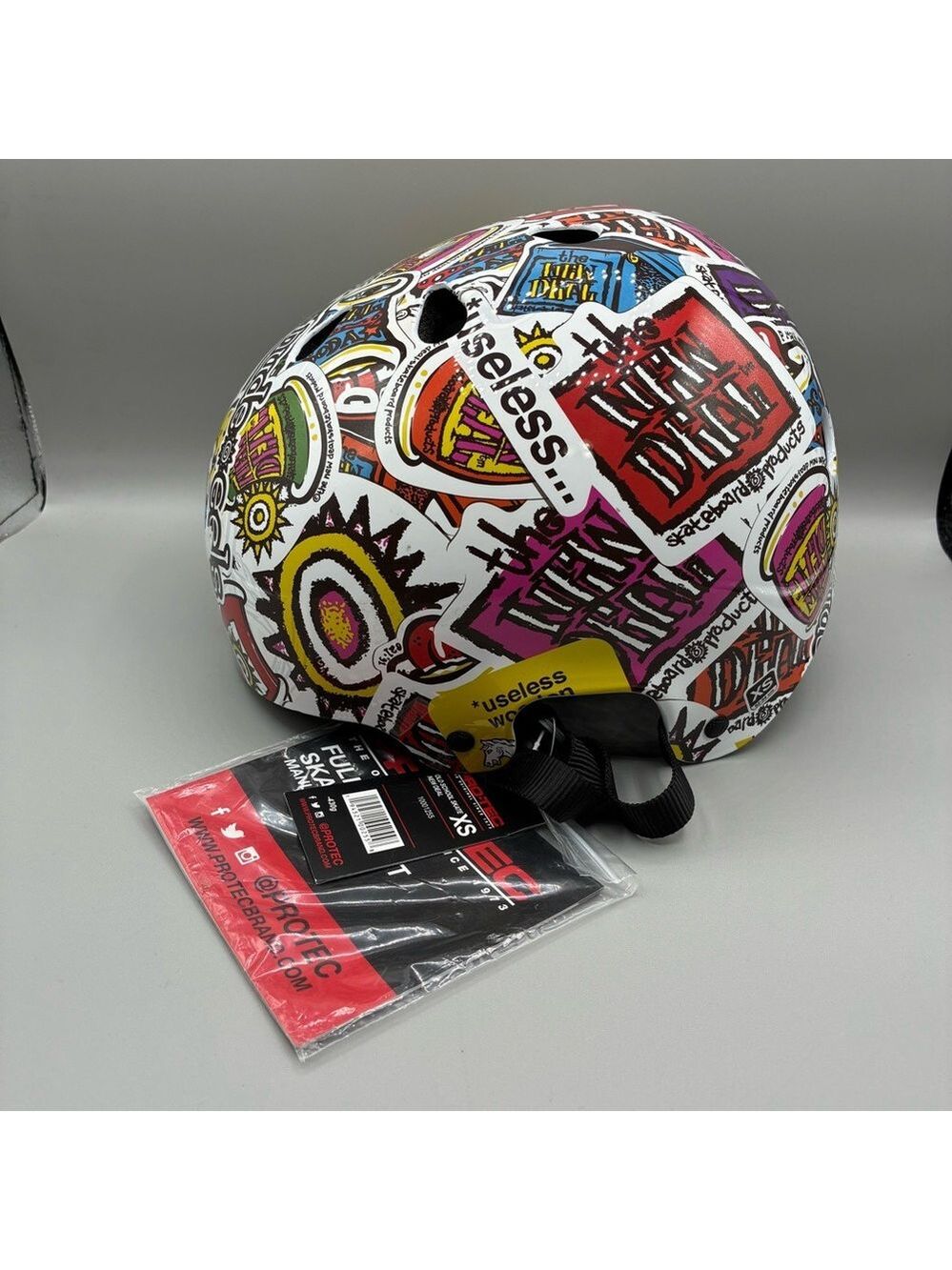 Pro-Tec X New Deal Old School Helmet Sticker Bomb Size XS Skateboarding